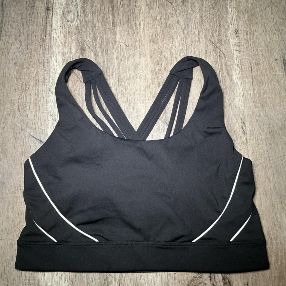 Victoria's Secret Sport Bra Racerback Strappy Size M Black Gym Yoga